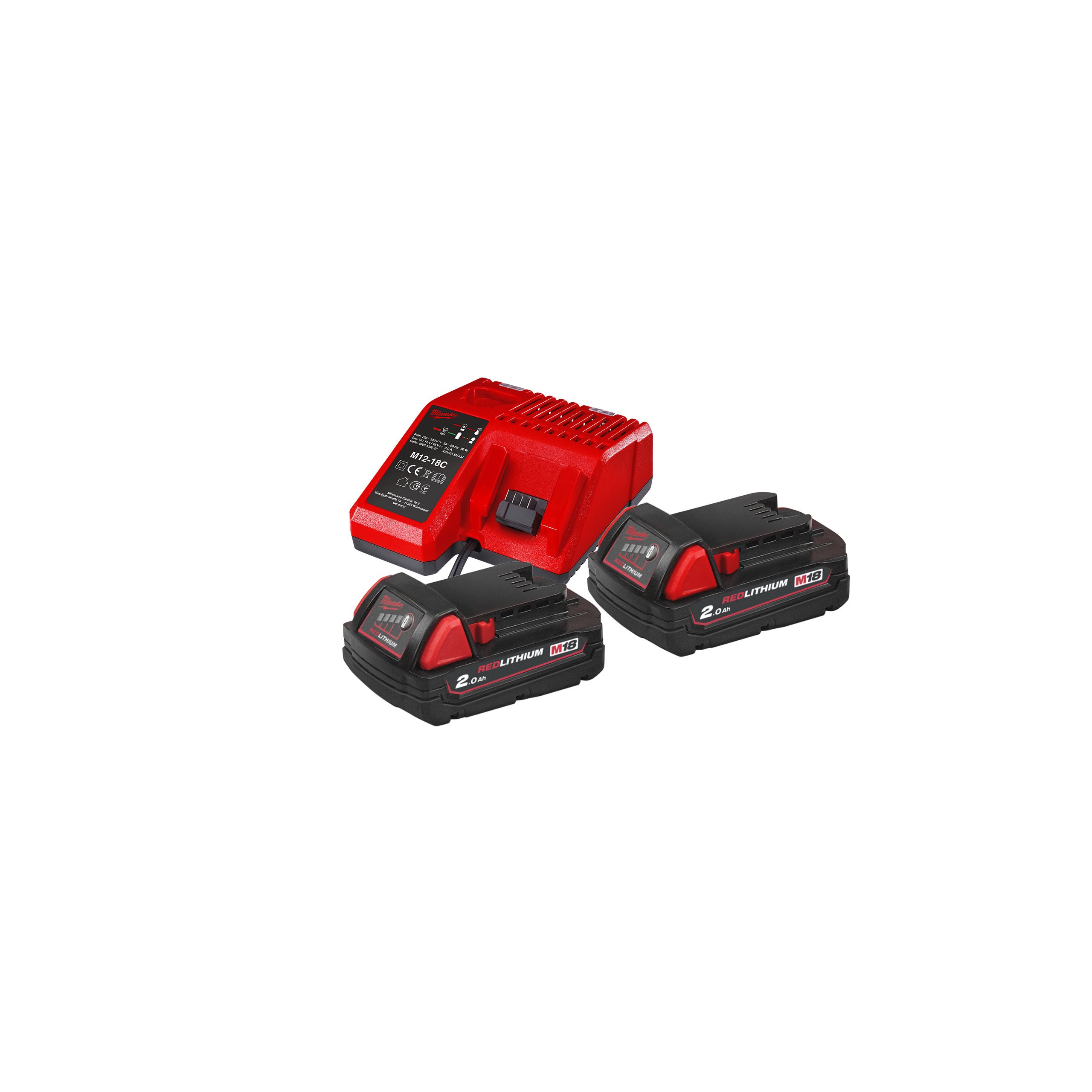 Milwaukee M18 NRG-202 - Kit 2 baterias M18 2.0Ah + carregador M12-18 C - 4933459213