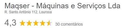 Loja de máquinas e ferramentas Maqser-Máquinas e Serviços Lda - Classificações