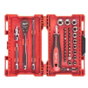 Milwaukee – estojo ch caixa c/ roquete 1/4″ (38pc) – 479096