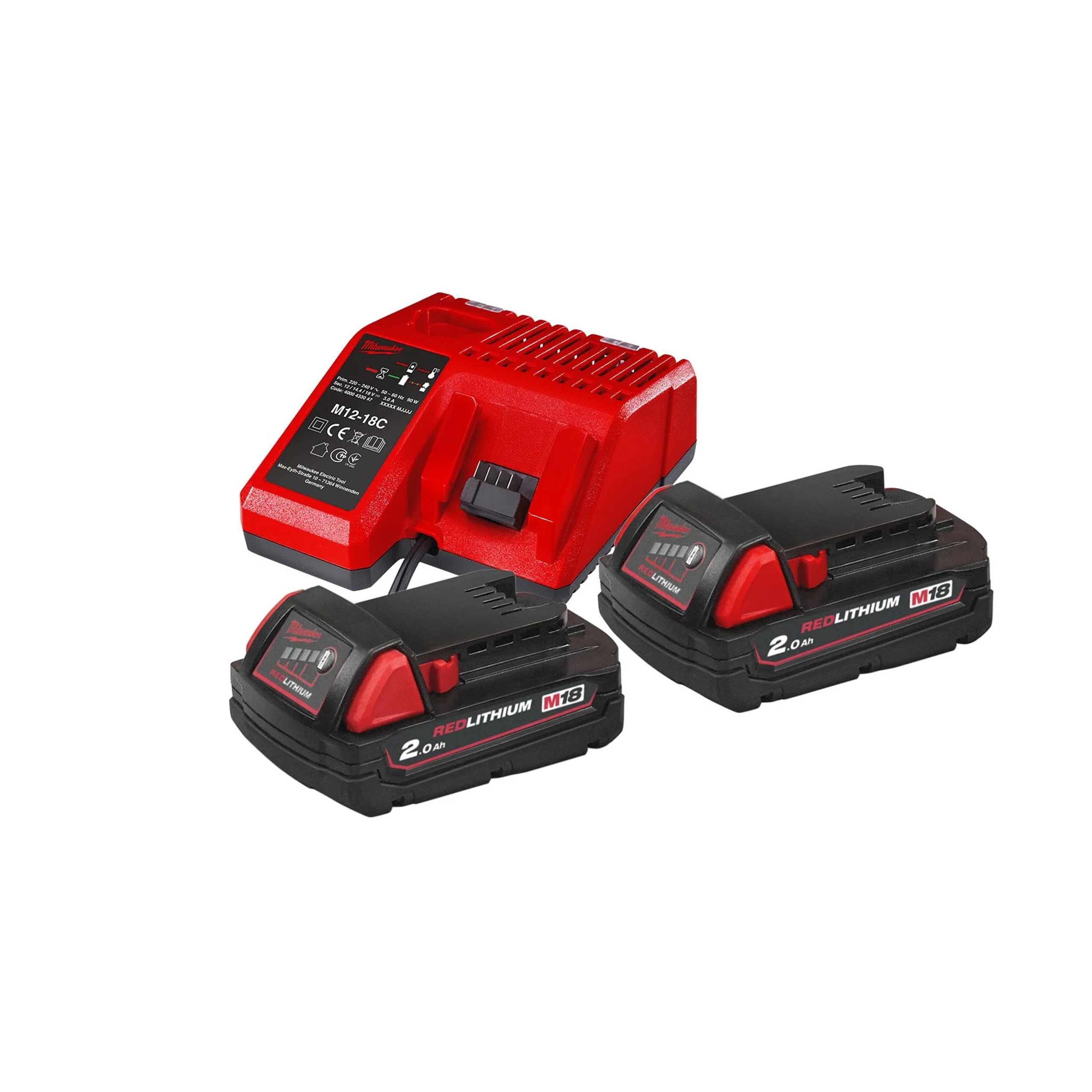 Milwaukee m18 nrg-202 – carregador + 2 baterias 18v – 4933459213
