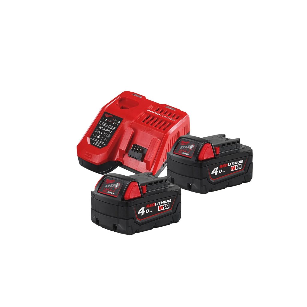 Milwaukee m18 nrg-402 – 2 baterias 4.0ah + carregador m12-18 fc – 4933459215