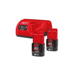Milwaukee m12 nrg-302 – 2 baterias 3.0ah + carregador c12 c – 4933451902