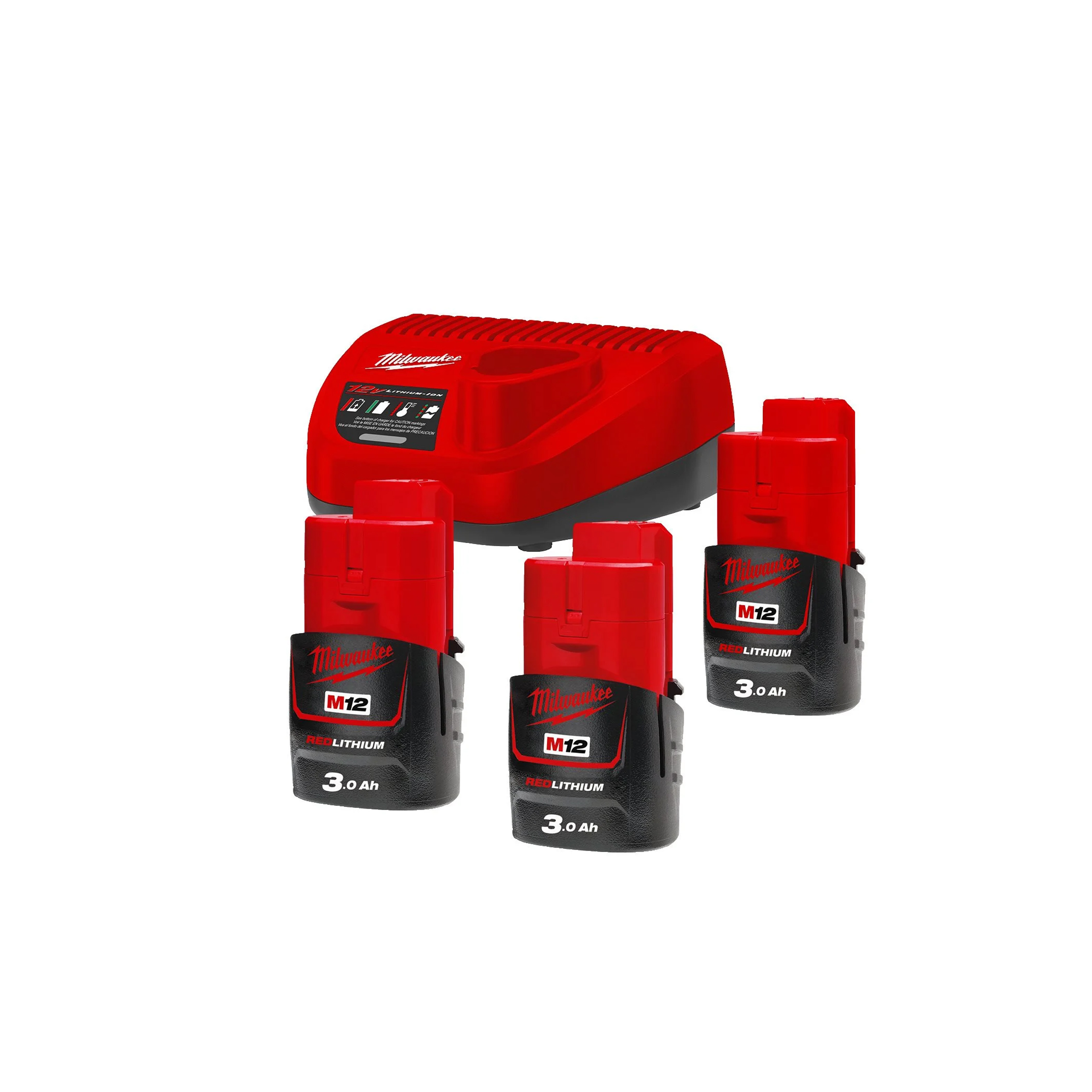 Milwaukee m12 nrg-303 – 3 baterias 3.0ah + carregador c12 c – 4933459207