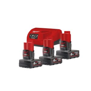 Milwaukee m12 nrg-603 – 3 baterias 6.0ah + carregador c12 c – 4933459208