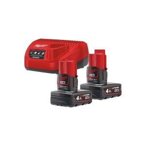 Milwaukee m12 nrg-402 – carregador + 2 baterias 12v – 4ah – 4933459211