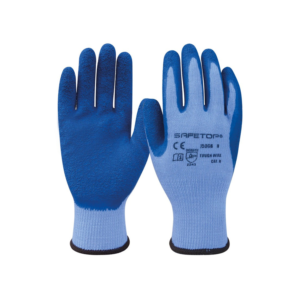 Safetop tough-wire – luva de látex sintético sem costura – categoria ii – g150gb
