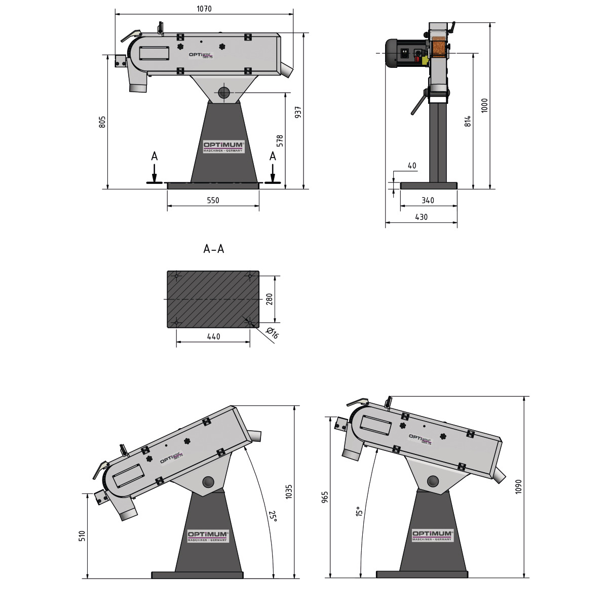 Optimum GBS 75 / GBS 150 - Lixadora de cinta OPTIgrind 2000mm 2,2kW 400V