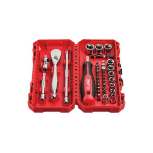 Milwaukee – conj. 38 pç roq. + chv cx 1/4″ packout – 498381