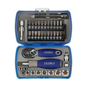 Irimo 109-37-4 – jg 37 pçs ch cx e bits 1/4″ c/ roquete
