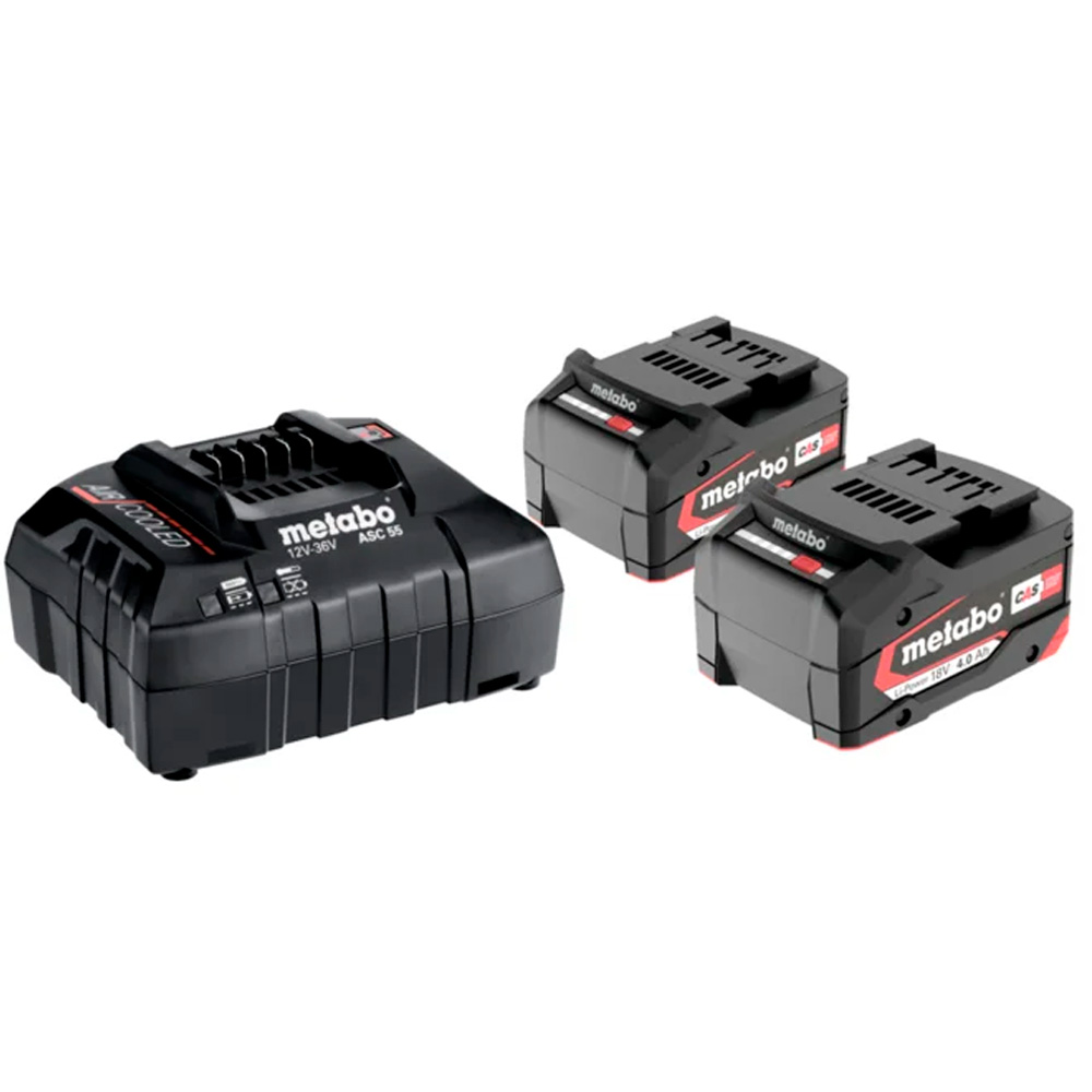 Metabo asc 55 – kit 2 baterias lihd 12 v/4,0 ah+ carregador