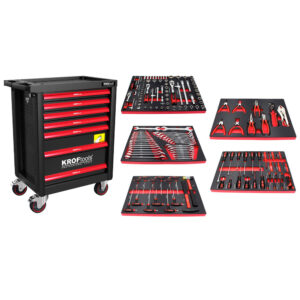 Kroftools 8621 – carro ferramentas preto c/ 7gavetas 160 pçs