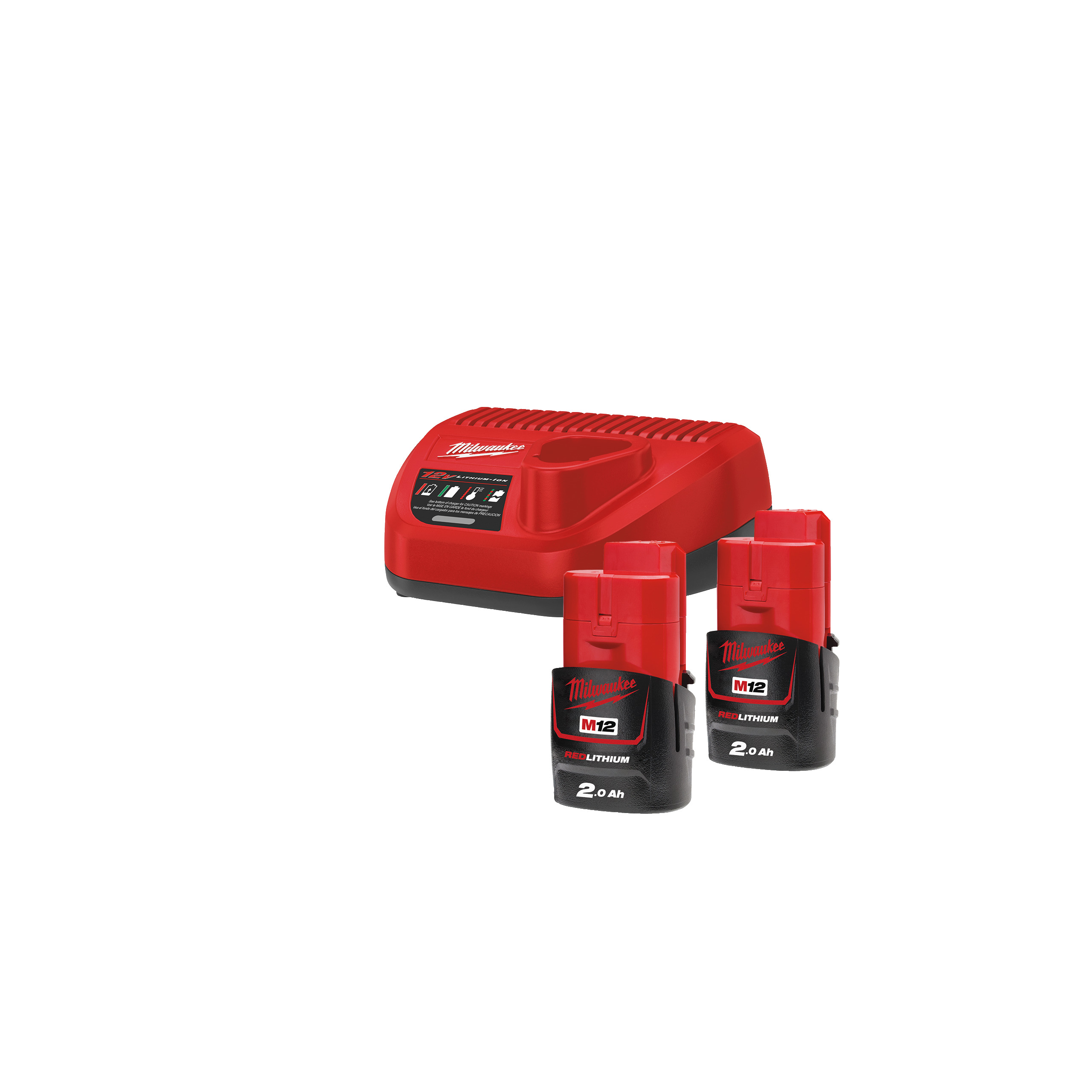 Milwaukee M12 NRG-202 - Kit com 2 baterias M12 2.0Ah e carregador C12 C - 4933459209