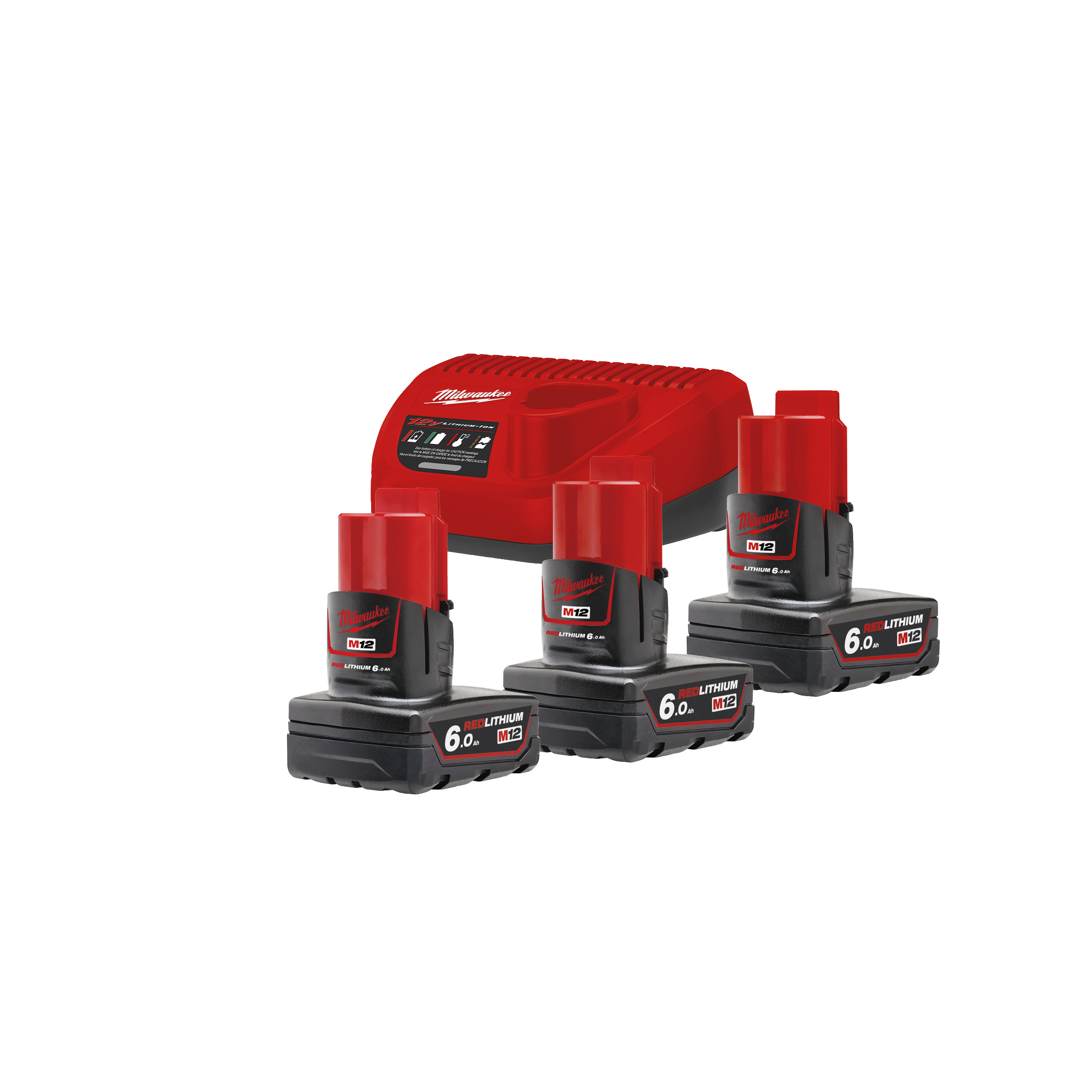Milwaukee M12 NRG-603 - Kit com 3 baterias M12 6.0Ah e carregador C12 C - 4933459208