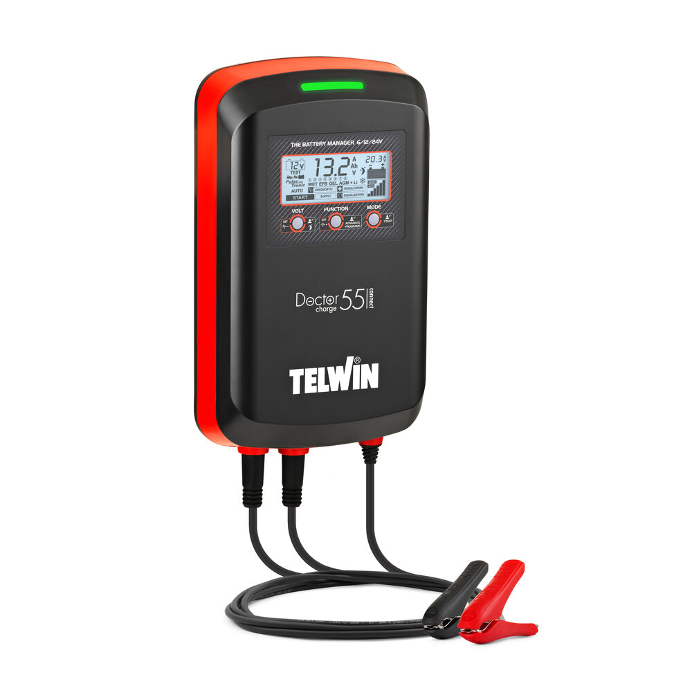 Telwin Doctor Charge 50 / 55 Connect - Carregador e gestor de baterias profissional 6/12/24V